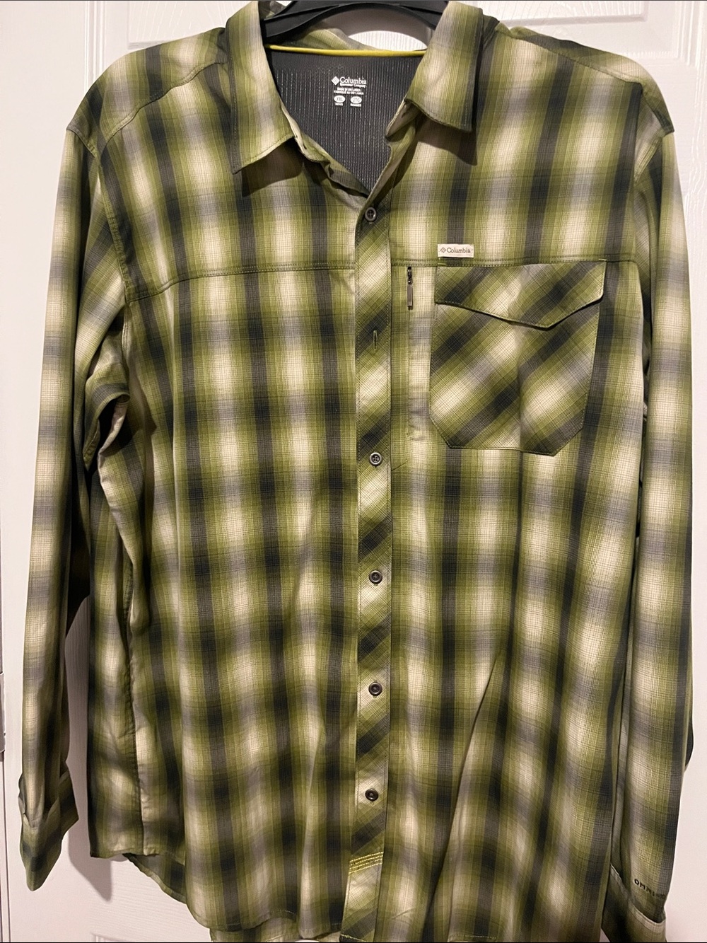 Columbia Olive and Black Plaid Button-Down Shirt XXL